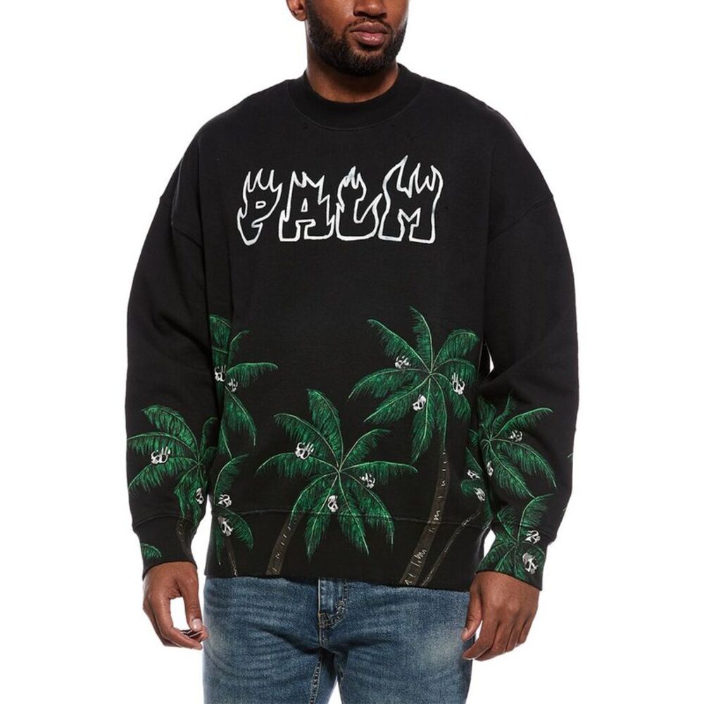 Palm Angels Mens  Crewneck Sweatshirt, Black